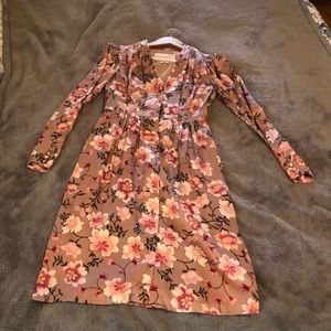 Midi floral silk dress